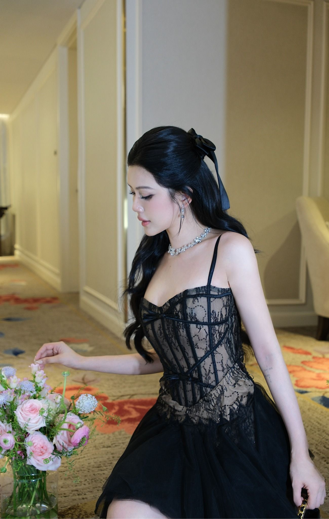 Đầm Lưới Ren Kết Nơ