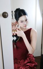 Đầm Ren Hở Lưng Tùng Bí
