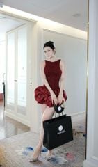Đầm Ren Hở Lưng Tùng Bí