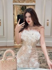 Đầm Cúp Kim Sa Đính Bông