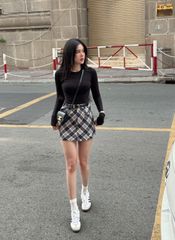 Chân Váy Caro 2 Túi Kèm Nịt