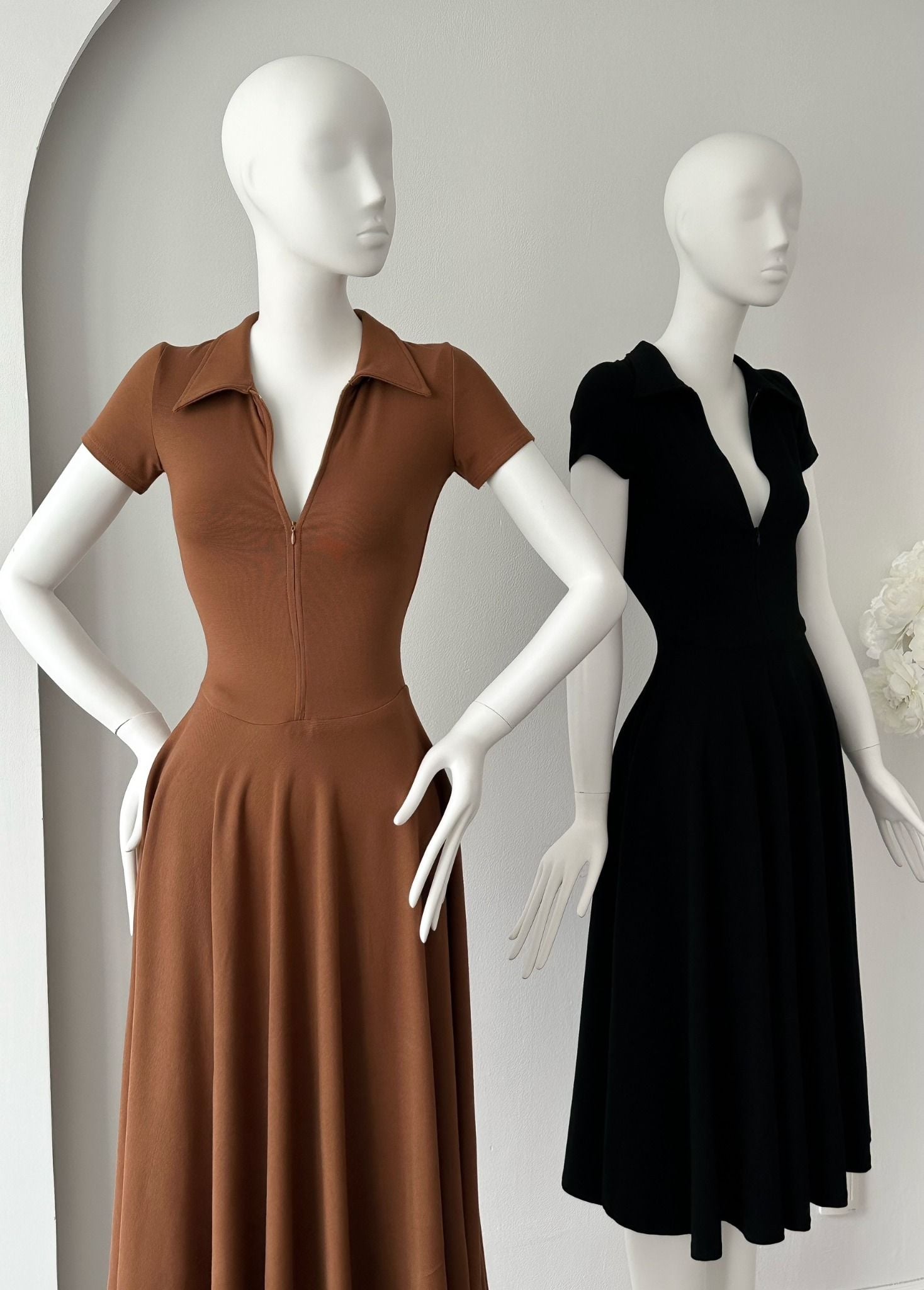 Đầm Thun Khóa Kéo Tay Con