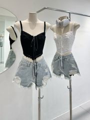 Quần Short Jean Lai Rách