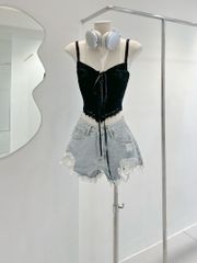 Quần Short Jean Lai Rách