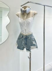 Quần Short Jean Lai Rách