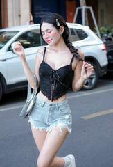 Quần Short Jean Lai Rách