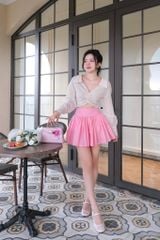 Áo TD Sơ Mi Xoắn Ngực Đính Bông