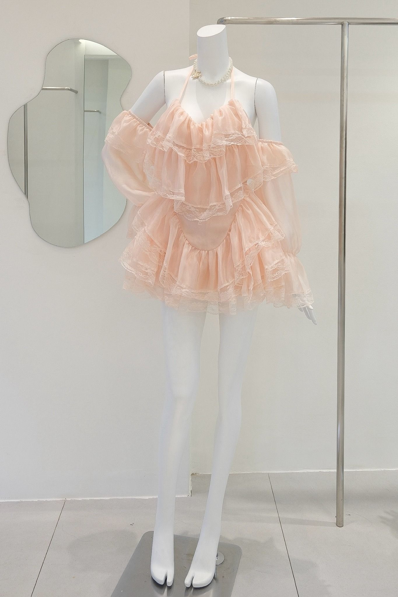 Đầm Yếm Voan Viền Ren TD Bẹt Vai