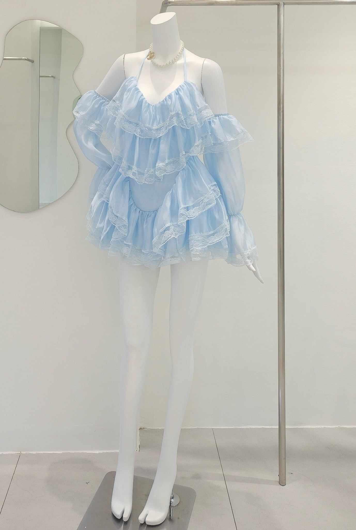 Đầm Yếm Voan Viền Ren TD Bẹt Vai