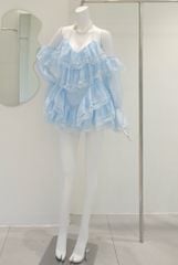 Đầm Yếm Voan Viền Ren TD Bẹt Vai