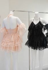 Đầm Yếm Voan Viền Ren TD Bẹt Vai