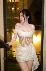 Đầm Lụa Gọng Lưới Tà 1 Bên