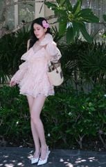 Đầm Yếm Voan Viền Ren TD Bẹt Vai