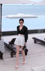 Áo TD Sơ Mi Xoắn Ngực Đính Bông