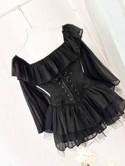 Đầm Xòe Bèo Bẹt Vai  Đan Dây