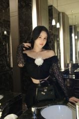 Set Ren Bẹt Vai Cột Nơ Kèm Hoa