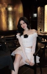 Set Ren Bẹt Vai Cột Nơ Kèm Hoa