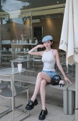 Chân Váy Jean Xòe Dập Li