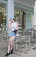 Chân Váy Jean Xòe Dập Li