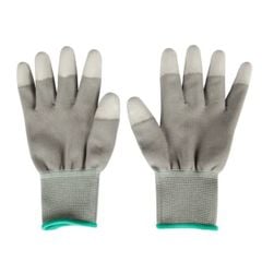 Găng Tay Sợi Poly Phủ PU Ngón Tay Màu Xám