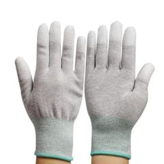 Găng Tay Sợi Poly Phủ PU Ngón Tay Màu Xám