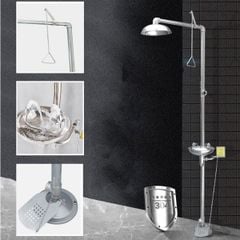 Bồn Rửa Mắt Và Tắm Khẩn Cấp Đứng Loại Có Chân Đạp Bằng Inox Không Gỉ 304