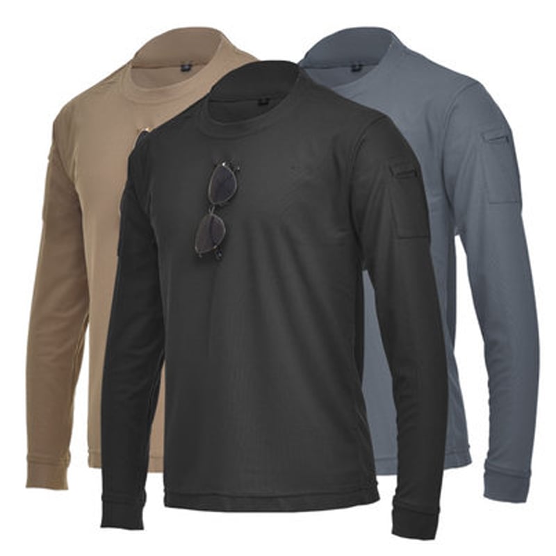 Áo Thun Chiến Thuật Co Giãn Dài Tay Thấm Hút Mồ Hôi, Khô Nhanh, Thoáng Khí Cổ Tròn