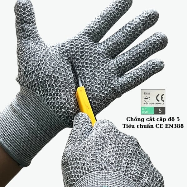 Bao Tay Chống Cắt Cấp Độ 5 HPPE Đạt Tiêu Chuẩn CE EN388