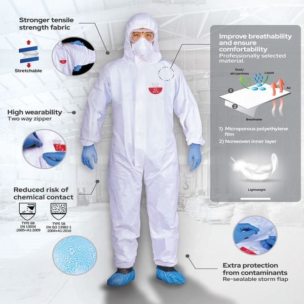 Quần áo bảo hộ chống hóa chất nhẹ cấp II