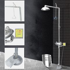 Bồn Rửa Mắt Và Tắm Khẩn Cấp Đứng Loại Có Chân Đạp Bằng Inox Không Gỉ 304