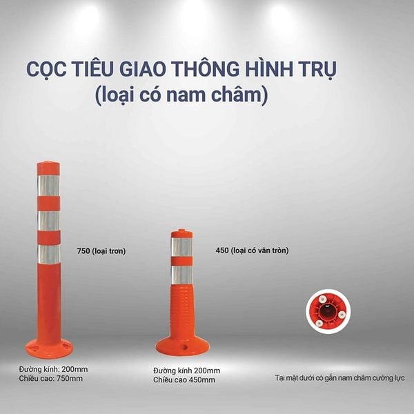 Cọc An Toàn Giao Thông Hình Trụ Có Nam Châm