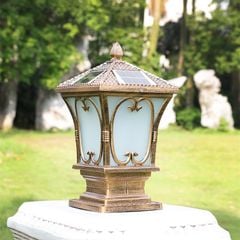 Đèn Trụ Cổng Năng Lượng Mặt Trời Giá Rẻ Mái Chóp Hình Trái Táo