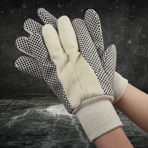 Găng tay vải bạt chấm hạt nhựa PVC màu đen chủng loại từ 80gram - 95gram