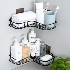 (Combo) Kệ Góc Nhà Tắm Phun Sơn Tĩnh Điện Dán Tường Siêu Dính Nhà Tắm, Nhà Bếp Tiện Dụng
