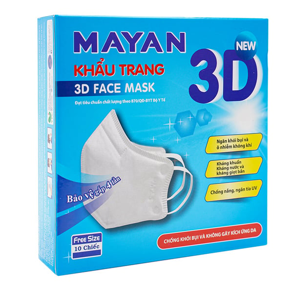 Khẩu Trang Mayan 3D Mask PM2.5 Hộp 10 Cái