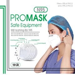 Khẩu Trang N95 ProMask 5 Lớp Kháng Khuẩn Chống Bụi Mịn PM2.5 Mềm Mại Màu Trắng Hộp 5 Cái