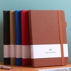 Sổ tay Notebook A5 bìa da PU chất lượng cao - Giấy Dowling màu be