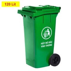 Thùng Rác 120 Lít Bằng Nhựa Nắp Kín Có Bánh Xe