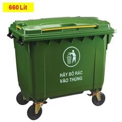 Thùng Rác 660l Bằng Nhựa HDPE Nắp Kín Có Bánh Xe Di Chuyển