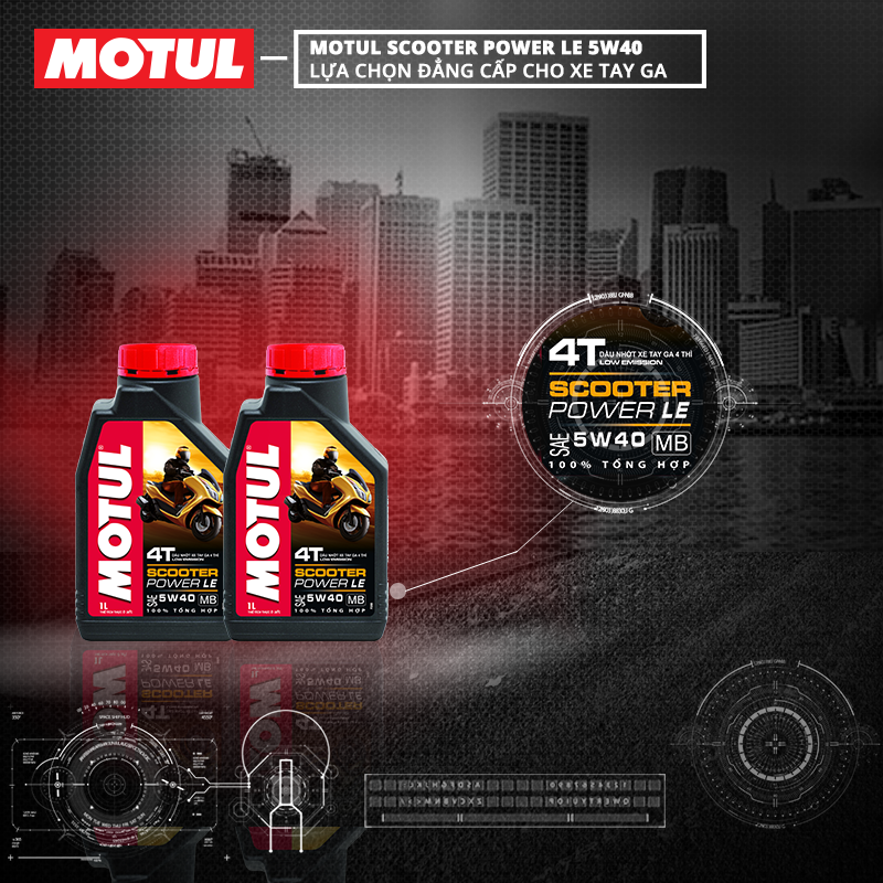  NHỚT XE GA MOTUL SCOOTER POWER LE 5W-40 1L 