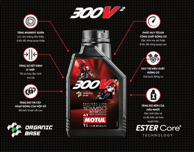  MOTUL 300V2 FACTORY LINE 10W50 chuyên cho xe độ nặng 