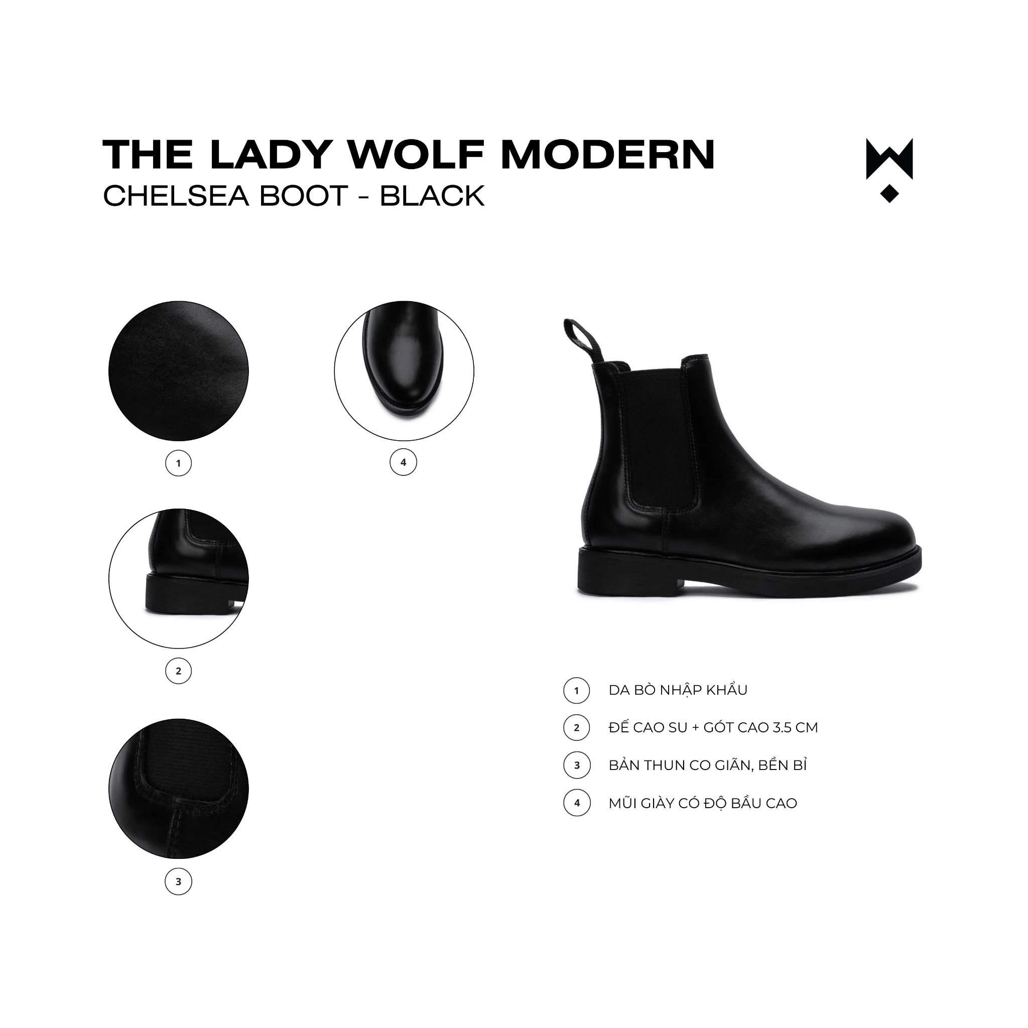  THE LADY WOLF MODERN CHELSEA BOOT - BLACK 