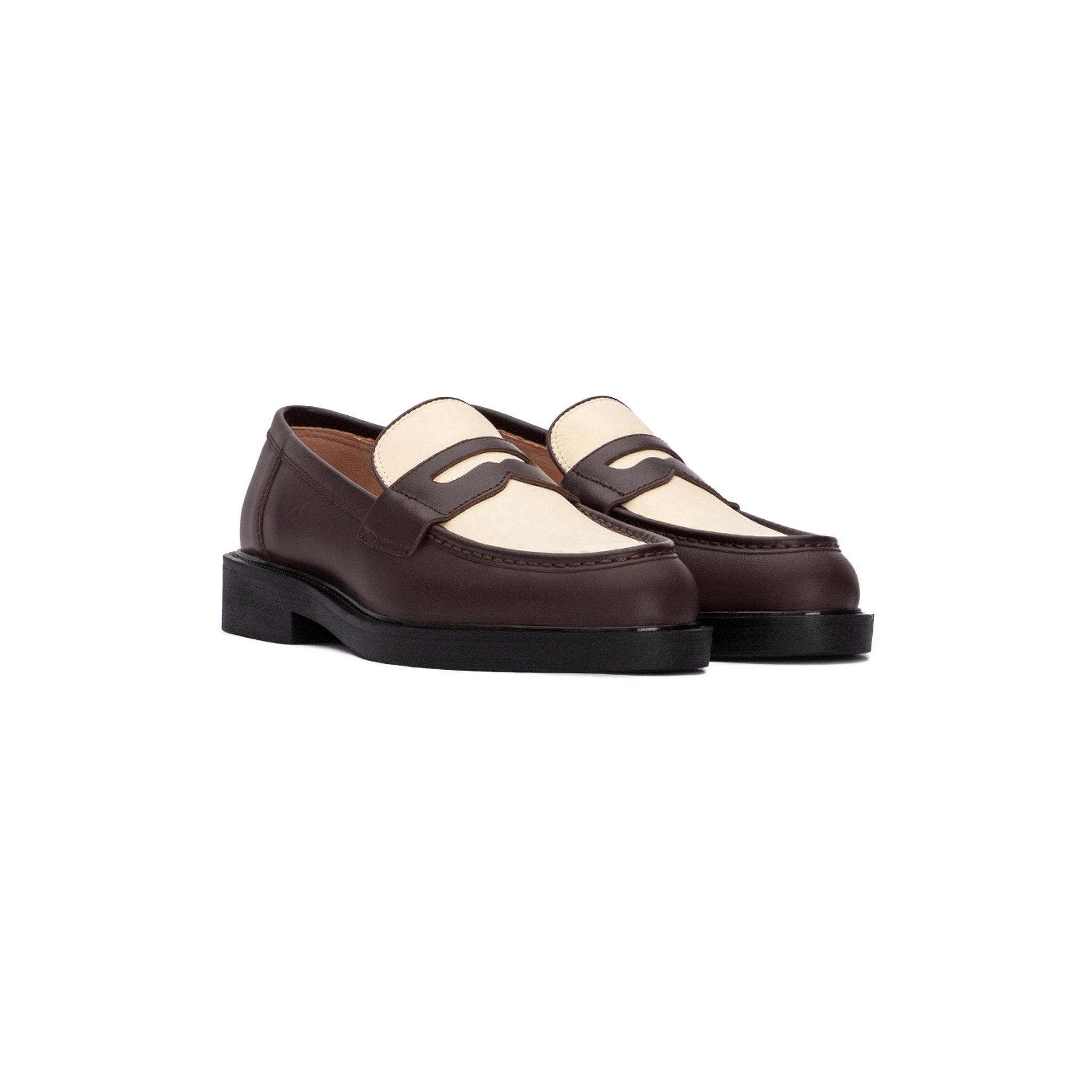  THE SEAN LADY WOLF PENNY LOAFER - BROWN & OFF-WHITE 