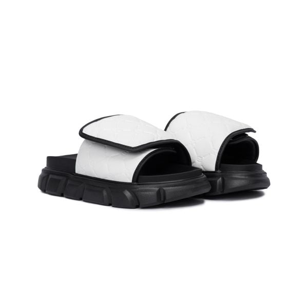  THE LADY WOLF ESSENTIAL MONOGRAM SLIDE SANDAL - WHITE 