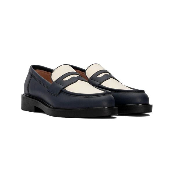  THE SEAN LADY WOLF PENNY LOAFER - NAVY BLUE & OFFWHITE 