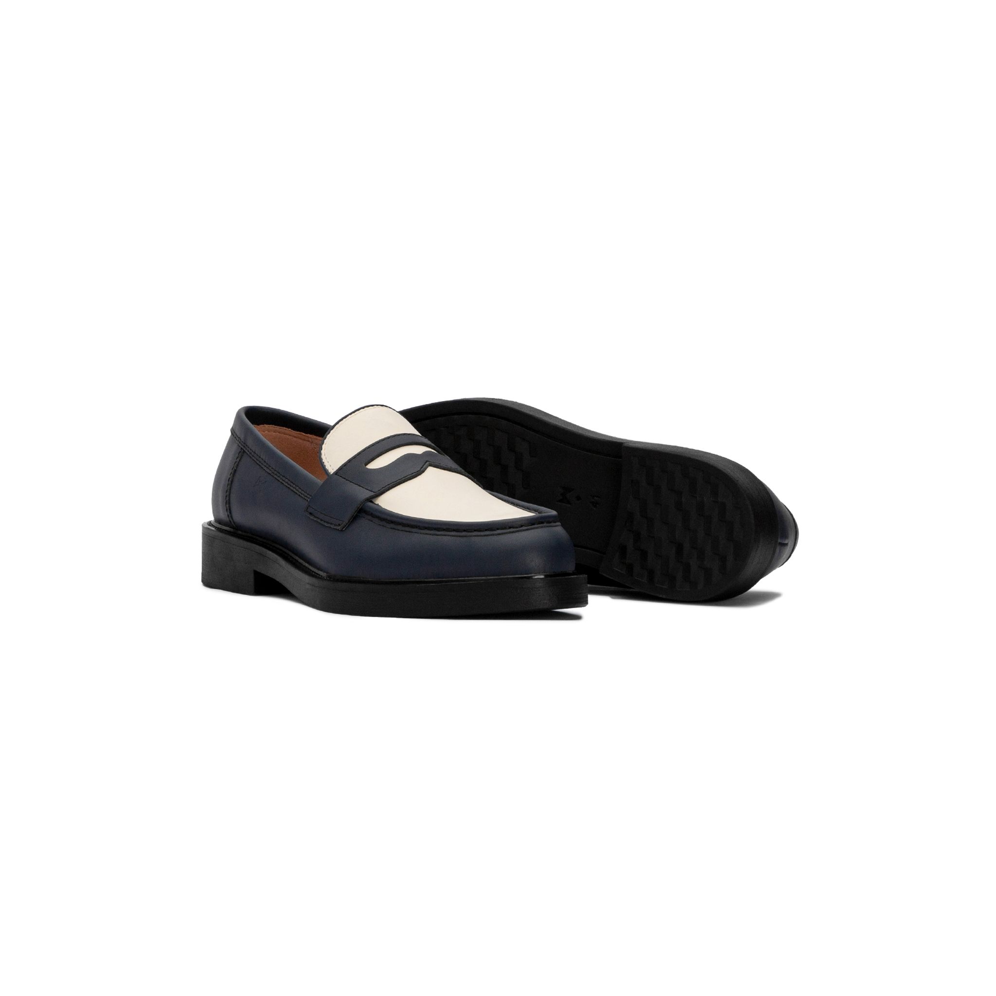  THE SEAN LADY WOLF PENNY LOAFER - NAVY BLUE & OFF WHITE 