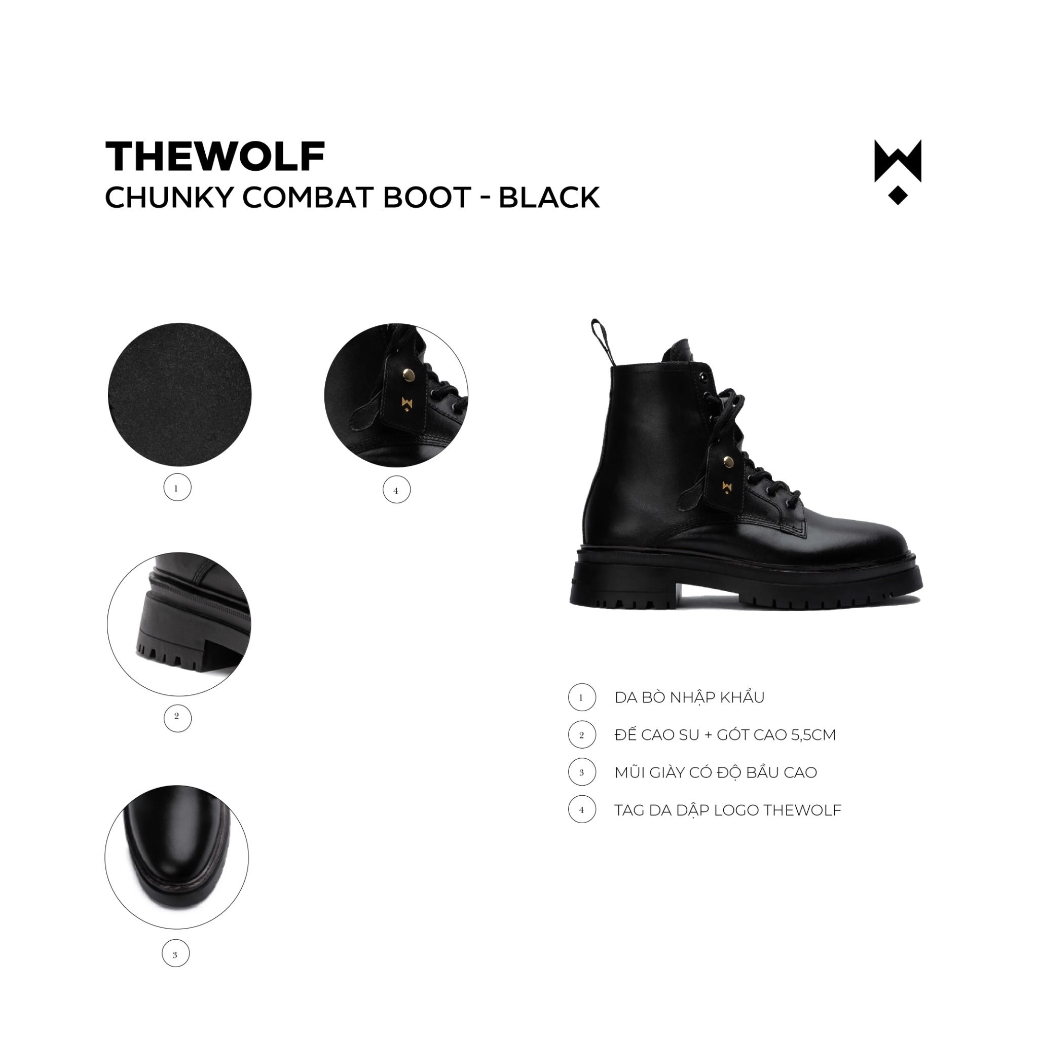 THE CHUNKY COMBAT BOOT BLACK THEWOLF