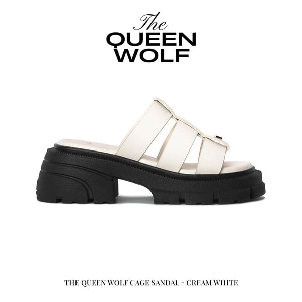  THE QUEEN WOLF CAGE SANDAL - CREAM WHITE 