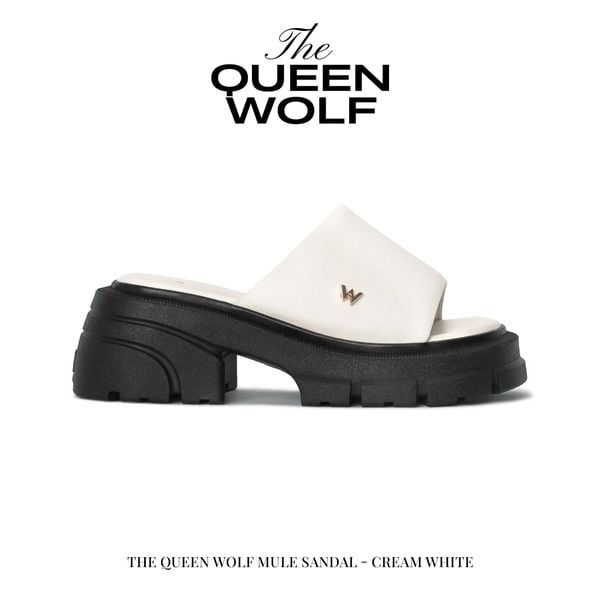  THE QUEEN WOLF MULE SANDAL - CREAM WHITE 