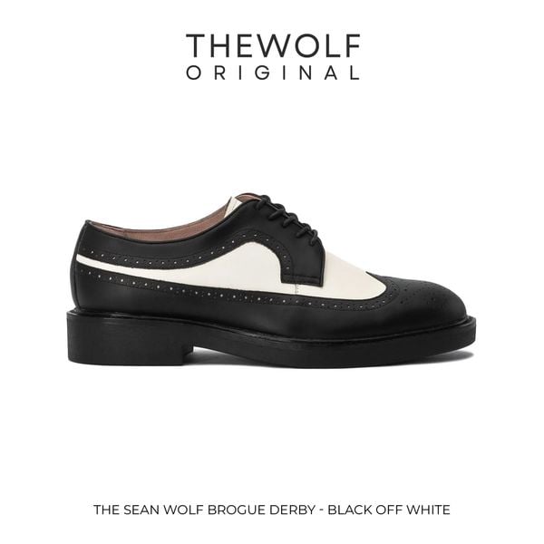  THE SEAN LADY WOLF BROGUE DERBY - BLACK OFF WHITE 